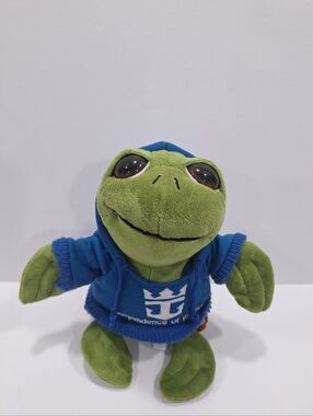 Petting Zoo- Plush Green Sea Turtle in Blue Hoodie Plush Toy